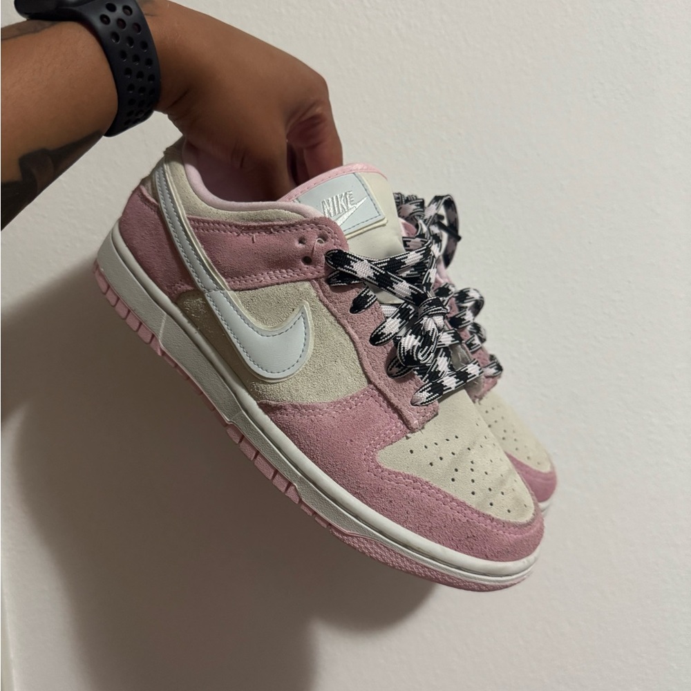 Nike Pink and Cream Dunk Low Sneakers